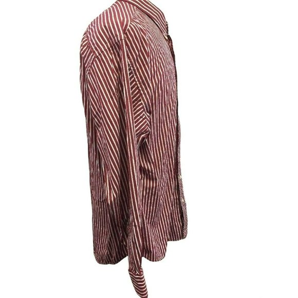 GITMAN BROS Mens Casual Oxford Button Shirt XL L/S Red White Vertical Stripes - Picture 10 of 11